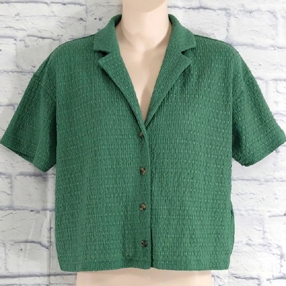 Madewell Top Green Textured Button Down Sz XS - Picture 1 of 5